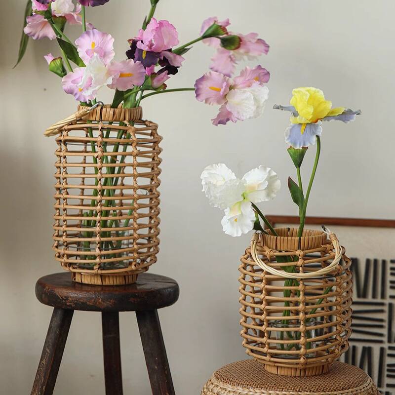 RusticReach Decorative Bamboo Woven Lantern Holder
