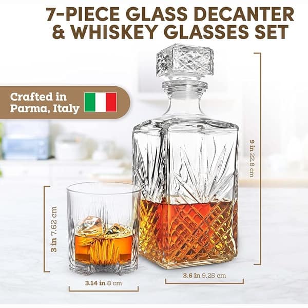 Bormioli Rocco Selecta Whiskey Set - 33.75 oz. Decanter, 9.5 oz. Glasses