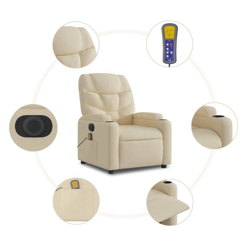 vidaXL Stand up Massage Recliner Chair Light Gray Fabric
