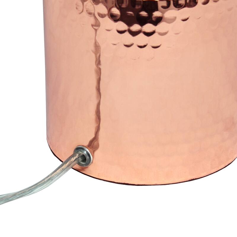 18.5 in. Rose Gold Finish Table Lamp with White Shade, Sturdy Table Lamp for Living Rooms and Bedrooms