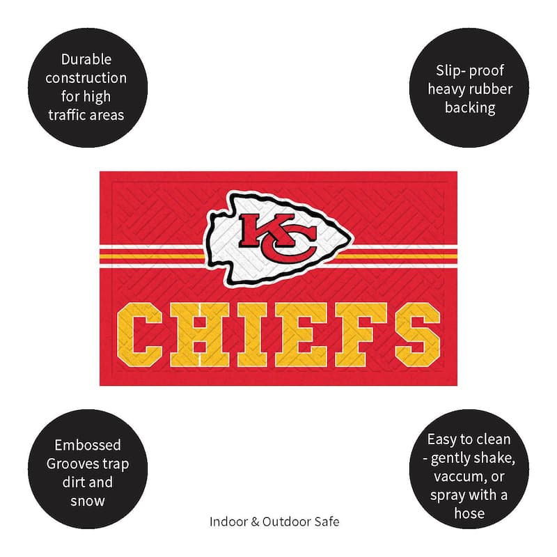 28 in. x 16 in. Embossed Door Mat, Kansas City Chiefs