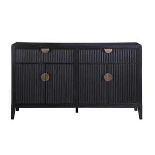 2 Drawers and 4 Doors Wooden Sideboard Buffet with Storage Cabinet in Black