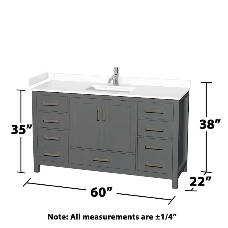 Wyndham Collection Sheffield 60" Single Bathroom Vanity, Carrara