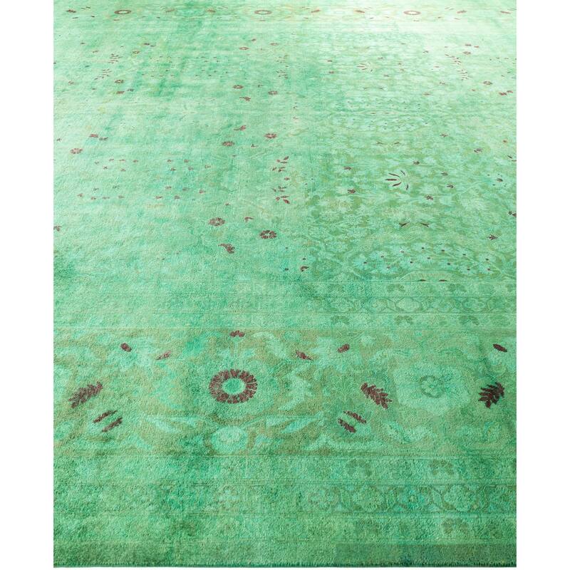 Overdyed One-of-a-Kind Hand-Knotted Area Rug - Green - 12' 1" x 17' 10"
