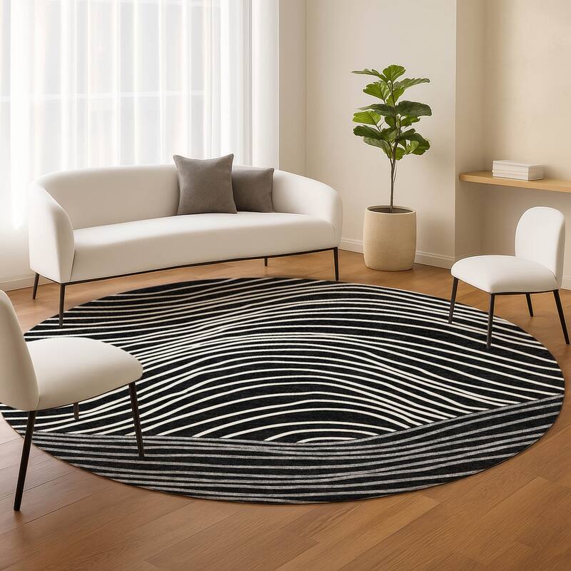 Machine Washable Indoor/ Outdoor Modern Arches Chantille Rug
