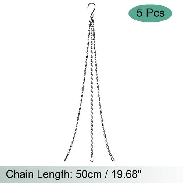 Hanging Chains 90cm Extension Chain Link with S-Shaped Hooks Black 4pcs