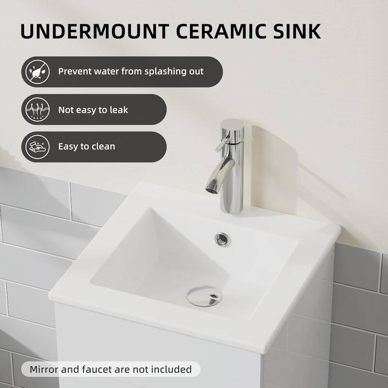 GDFStudio - Julian Compact Freestanding Bathroom Vanity with Ceramic Sink and Two-Door Storage Cabinet