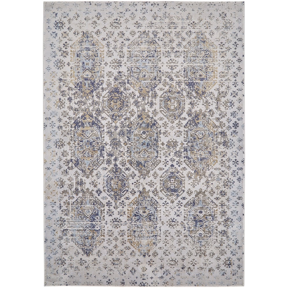 Crowford Vintage Oriental Style Rug, White/Gold, Accent Rug