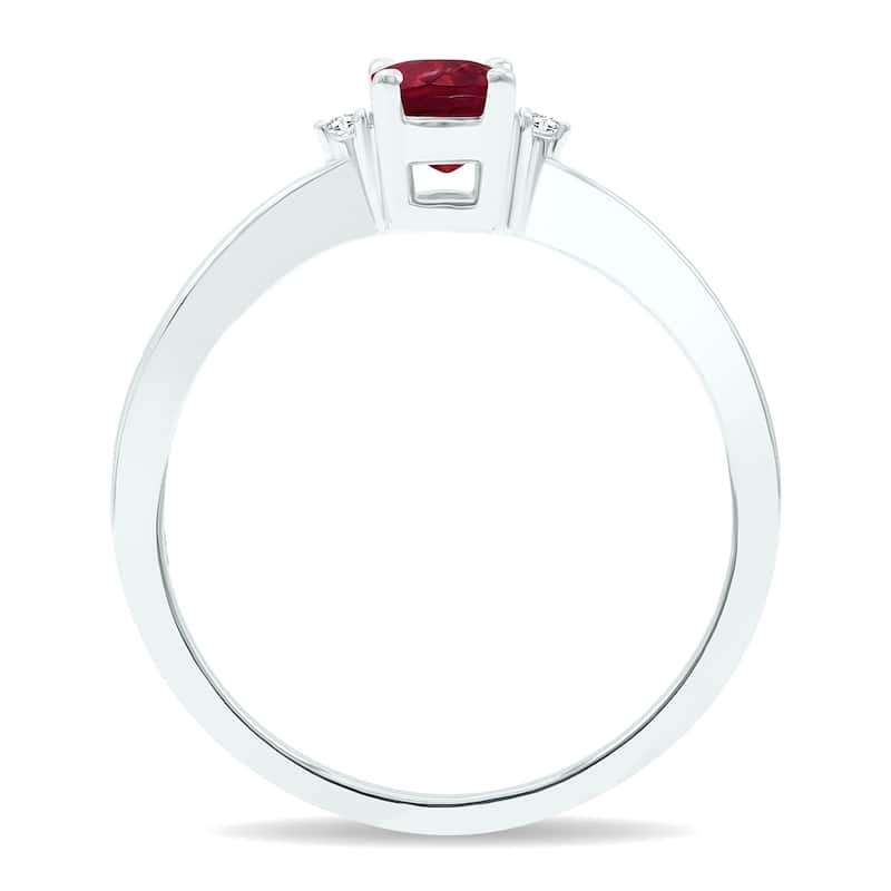 Women's Ruby and Diamond Classic Band in 10K White Gold