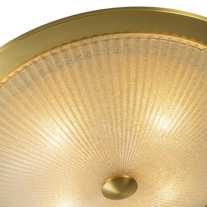 4-Light Handcrafted Glass Flat Saucer Flush Mount Ceiling Fixture - Brushed Brass