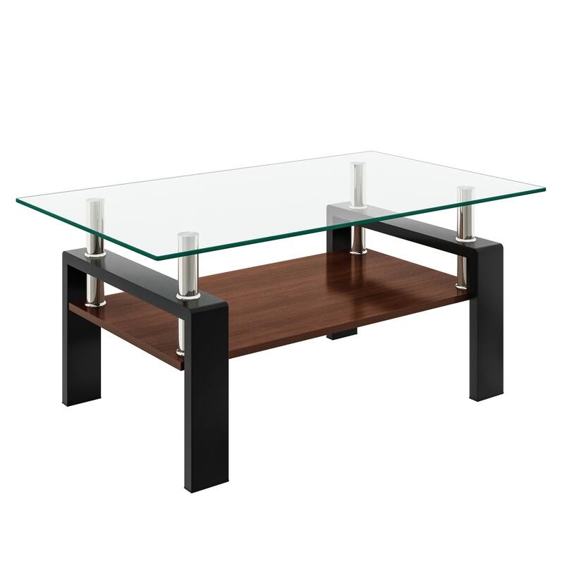 Rectangle Tempered Glass Tabletop Coffee Table