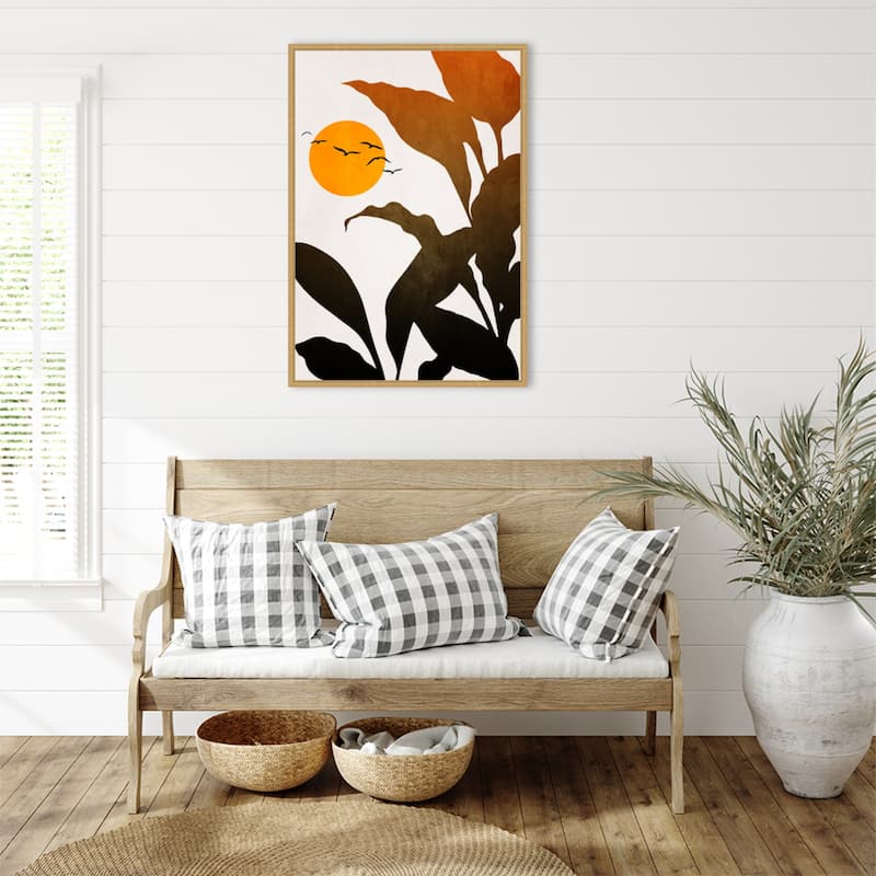 Mystic River by Eins Kubistika Framed Canvas Wall Art Print - Sylvie Bright Gold