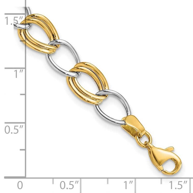 Curata 14k Two Tone Gold Polished Open Link Bracelet 7.5 Inch
