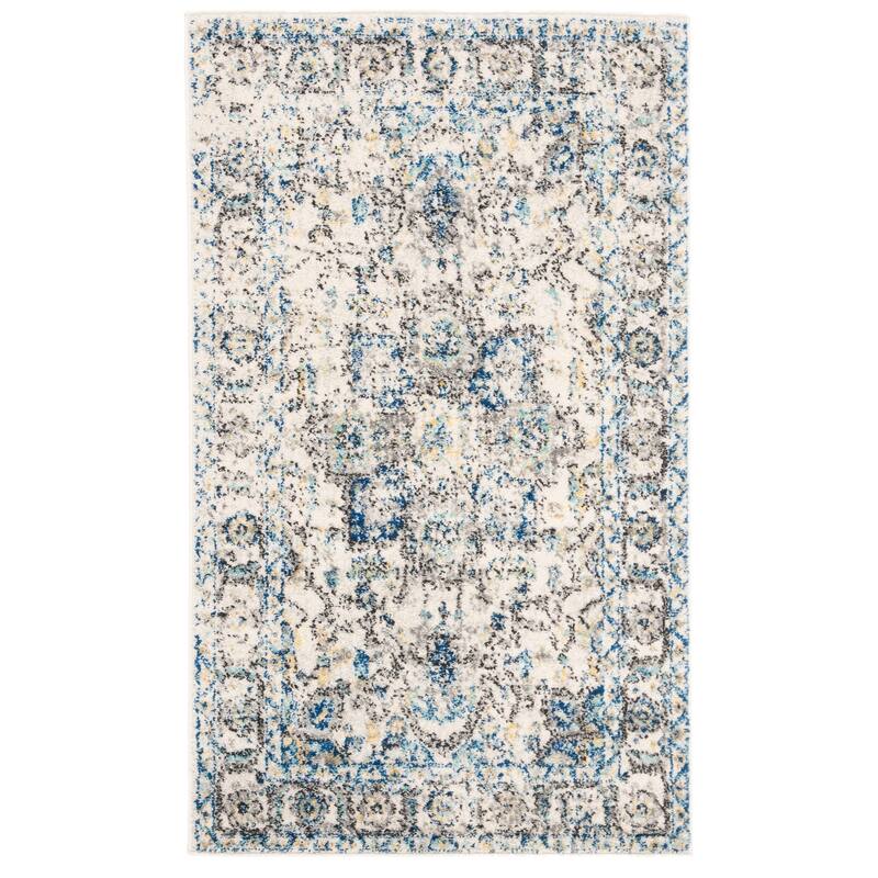 SAFAVIEH Madison Snowflake Medallion Rustic Farmhouse Distressed Rug - 3' x 5' - Grey/Ivory - Rectangle