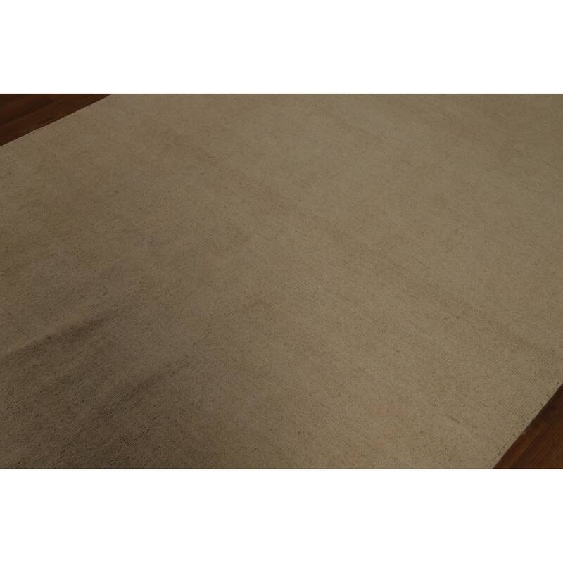 Gabbeh Oriental Rug Hand-Knotted Beige Solid Wool Carpet - 5'1" x 6'11"