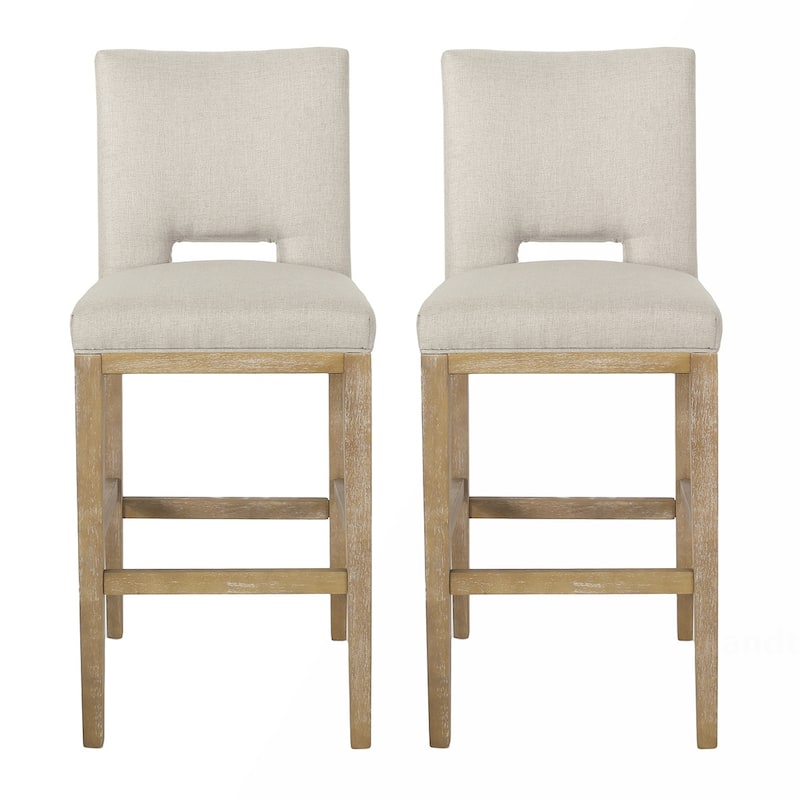2PCS Fabric Counter Wood Frame Bar Stool