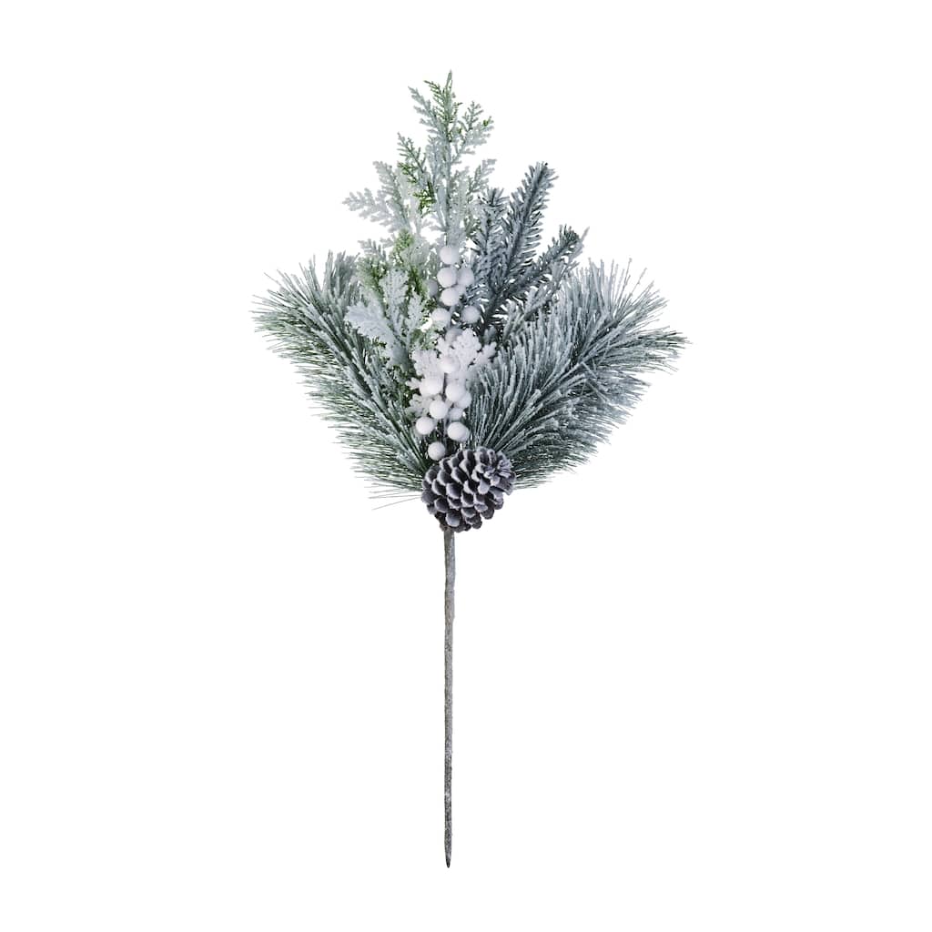 Transpac Artificial 24 in. Multicolor Christmas Pine with Snow Spray
