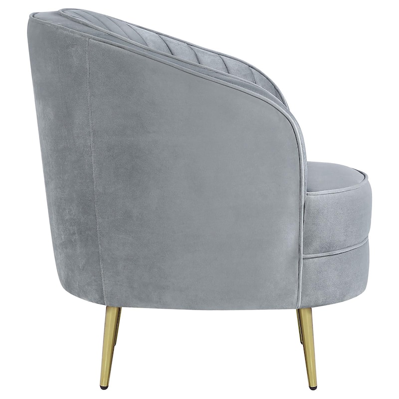 Grey and Gold Upholstered Tufted Chair - Grey