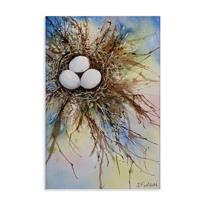 Stupell Modern Watercolor Bird Nest Canvas Wall Art Design By Stephanie Fielden - 16 x 24
