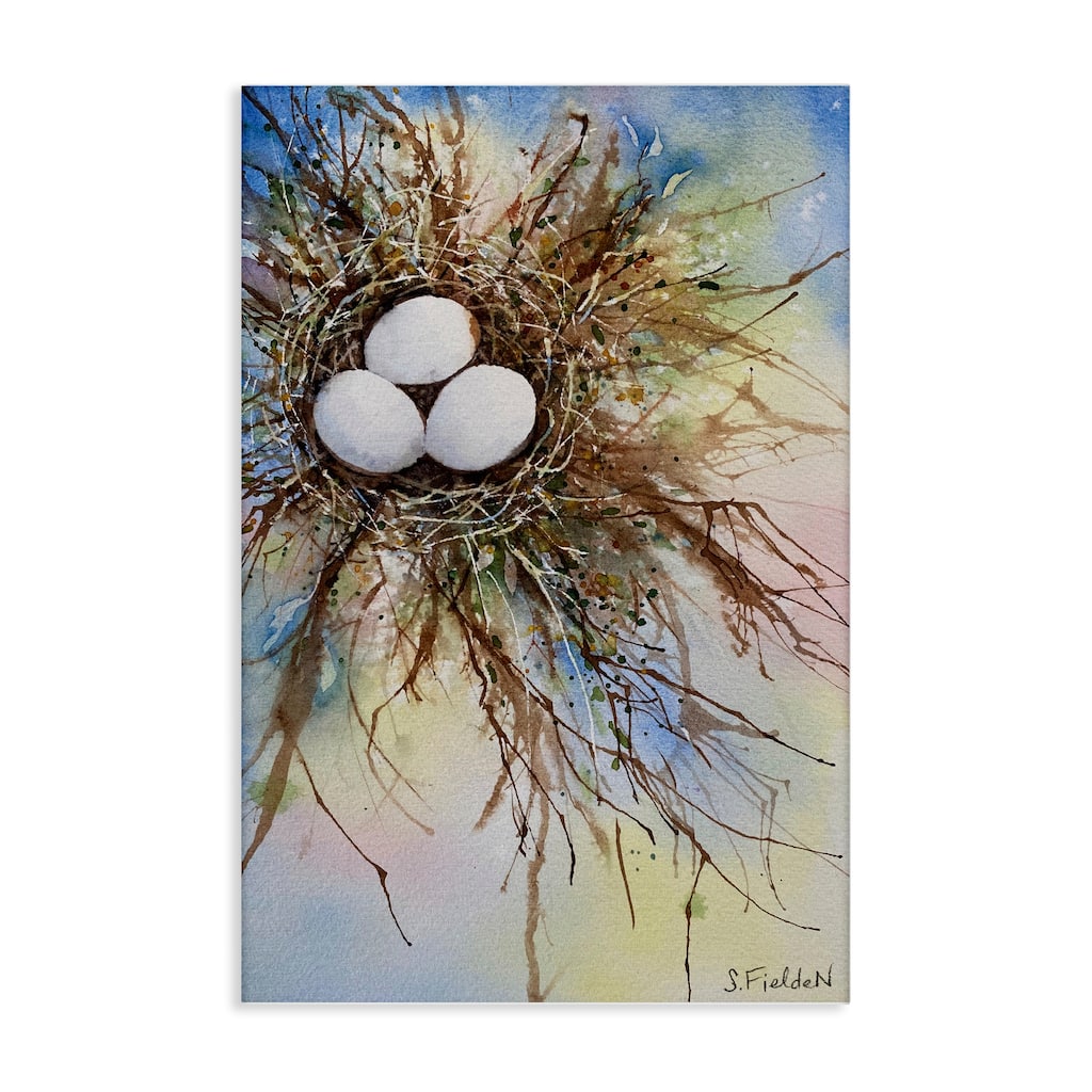 Stupell Modern Watercolor Bird Nest Canvas Wall Art Design By Stephanie Fielden