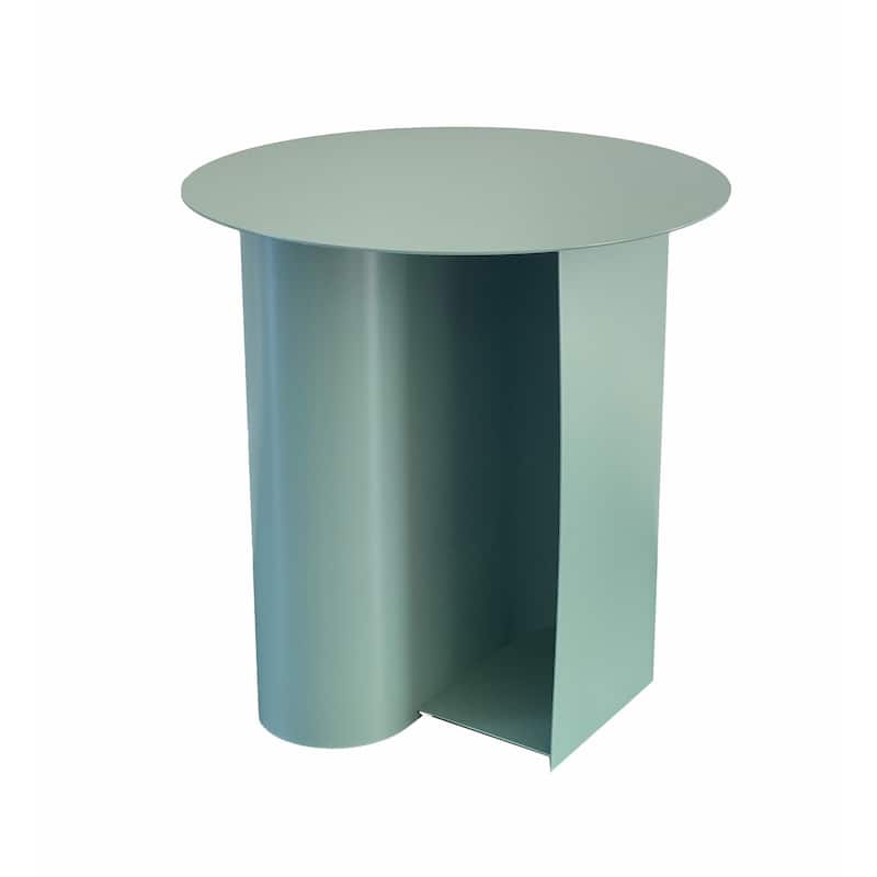 18 in. Green Round Metal End Table, Sturdy Build End Side Table for Living Rooms