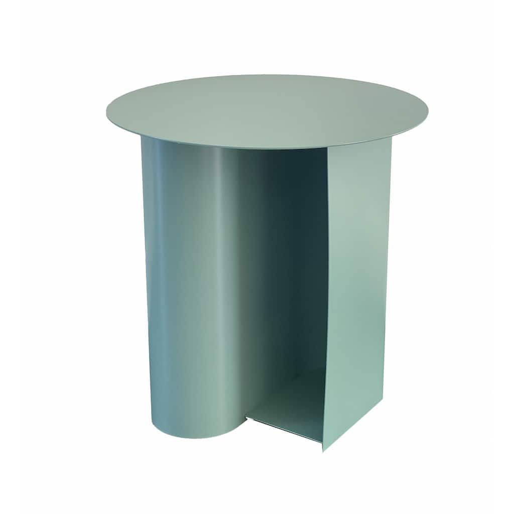 18 in. Green Round Metal End Table, Sturdy Build End Side Table for Living Rooms
