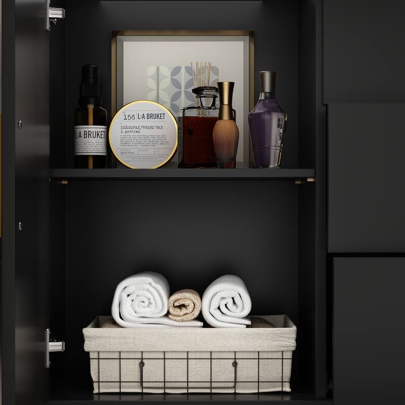 47.2" Stylish & Spacious: Modern Black Bathroom Vanity Set