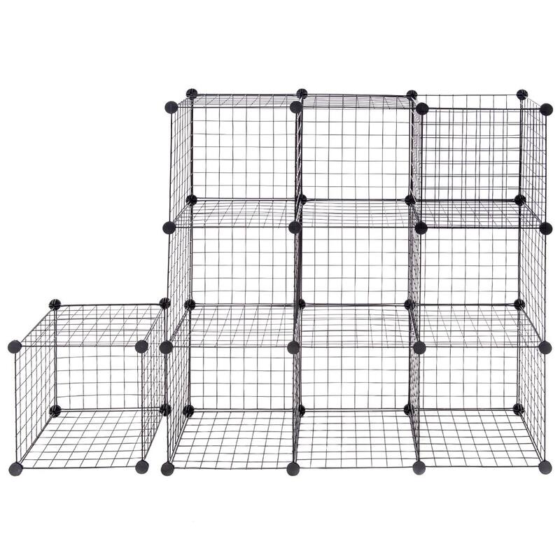 Gymax 12 Cube Grid Wire Organizer Wardrobe Shelves Bookcase DIY