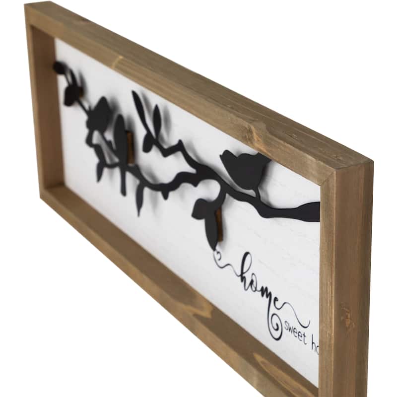 Home Sweet Home with Bird Silhouettes Wooden Wall Sign - 15"