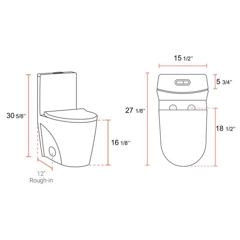 1.1/1.6 GPF Dual Flush 1-Piece Elongated Toilet with Matte Black