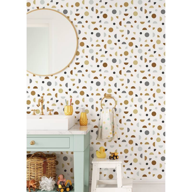 Chesapeake Marilee Neutral Circles Wallpaper - 20.9 x 396 x 0.025