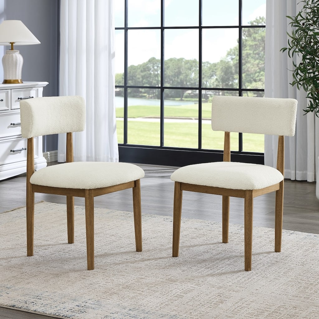 Modern Minimalist Boucle Upholstered Dining Chairs, Set of 2