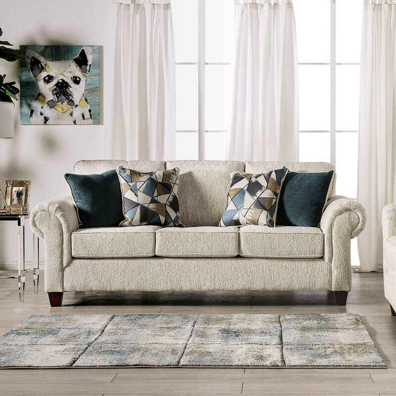 Mecia Transitional Chenille Rolled Arms 2-Piece Sofa Set by Furniture of America