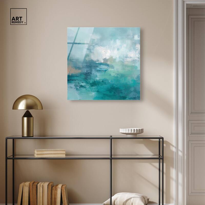 Green Blue II Acrylic by Art Remedy, Ready to Hang