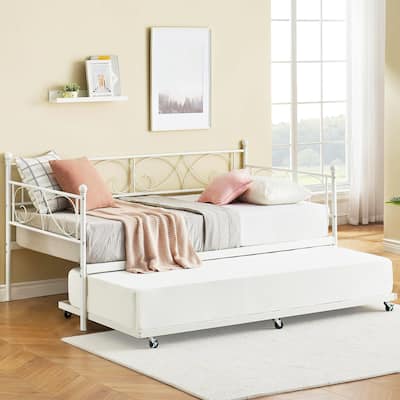 Twin Day Bed with Pull Out Trundle Bed Frame