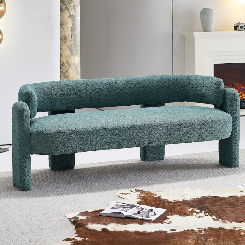 Stylish Boucle Sofa with High-Density Foam & Easy Assembly - 700 lbs Capacity