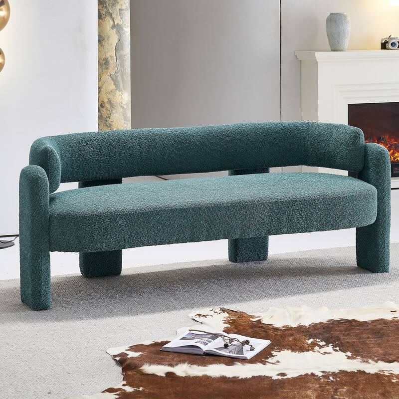 Modern Upholstered Bench Velvet Sofa with Rolled Arms, Loveseat Sofa, Chaise Sofa for Club Living Room Bedroom