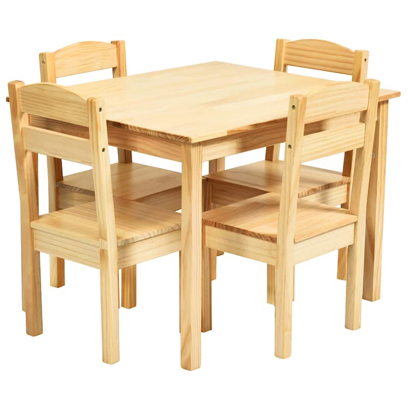 Kids Wooden Table Chair Set 5 Pieces Set Playroom Furniture