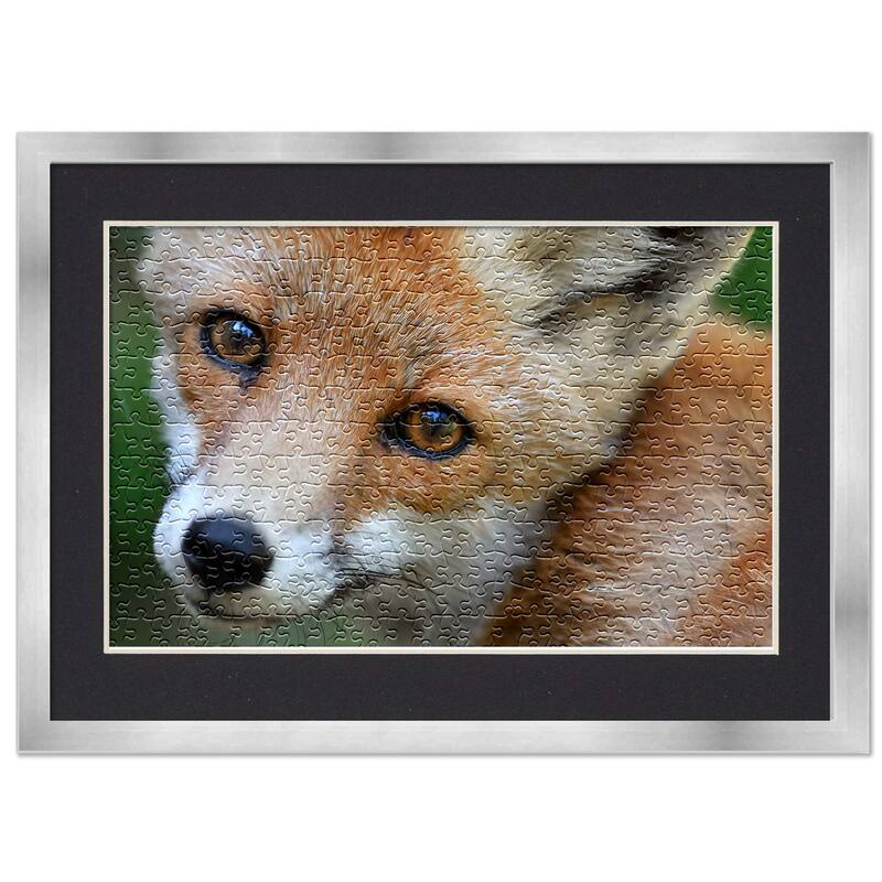 16x20 Jigsaw Puzzle Frame Kit - Kit Includes Puzzle Glue Sheets, Silver Wood Puzzle Frame with Black Mat