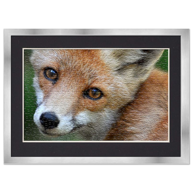19x27 Jigsaw Puzzle Frame Kit - Kit Includes Puzzle Glue Sheets, Silver Wood Puzzle Frame with Black Mat