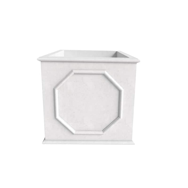 Sprout Modern Fiberstone Square Planter Pot with Drainage Holes for Home Garden Yard Patio Porch Office- No Assembly Required