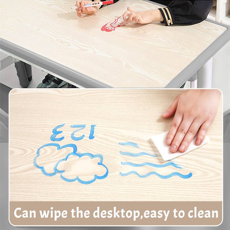 Kids Table and Chairs Set, Height Adjustable Desk with 6 Seats for Ages 2-10