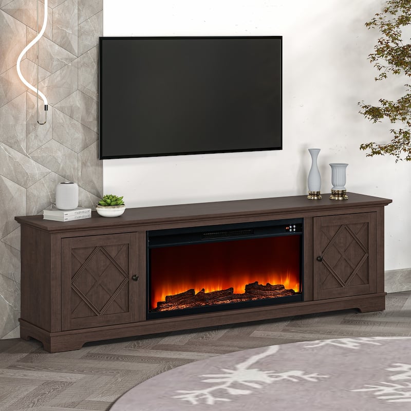 78" TV Stand with 36" Fireplace for up to 400sq ft - 78"W x 23.5"H x 15.5"D