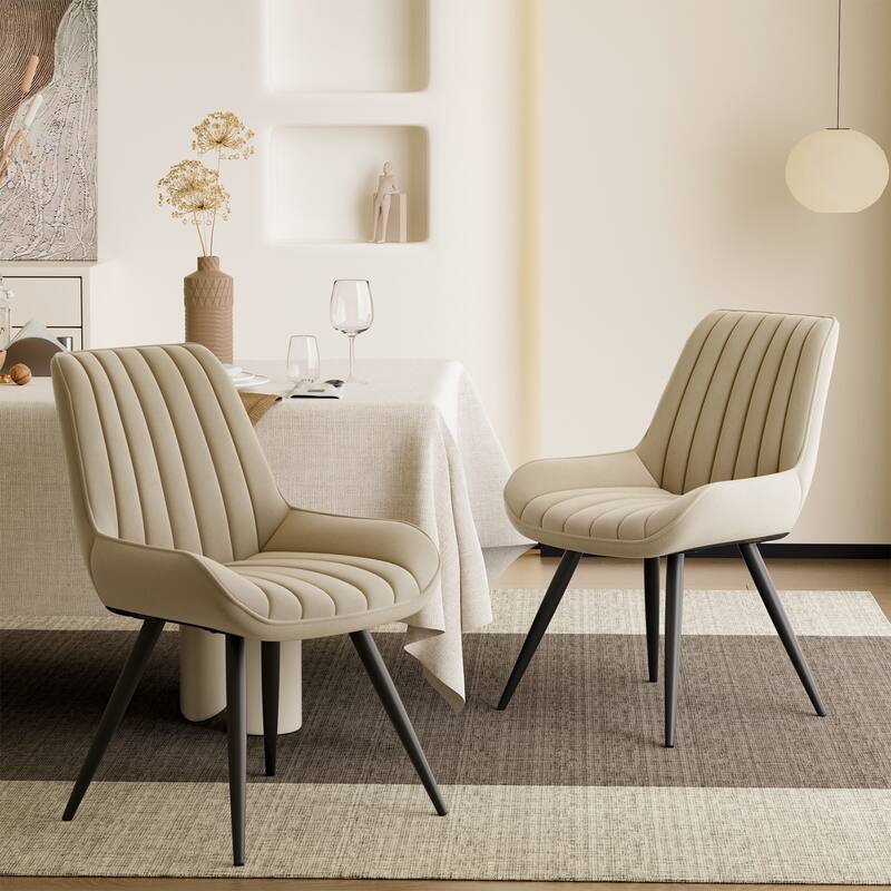 Modern Dining Chairs Set of 4, Comfy Dining Room Chairs with Thick Cushions, Upholstered Fabric Chairs with Metal Legs