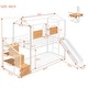 preview thumbnail 6 of 11, White House-shaped Metal Bunk Bed wHouse Roof Frame, Twin Over Twin Bed, Storage Stair, Slide for Teens Children Playhouse Bed
