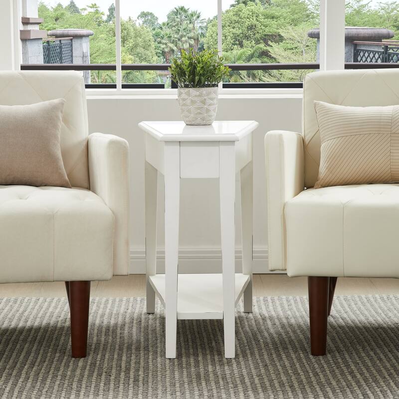 Leick Home Recliner Wedge Table with Shelf - White