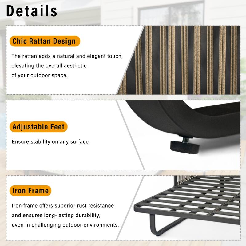 57" Outdoor Rattan Daybed with Canopy and Cushion