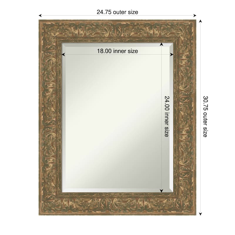 Luxe Beveled Framed Bathroom Vanity Wall Mirror - 25 x 31 in - Luxe Bronze Gold