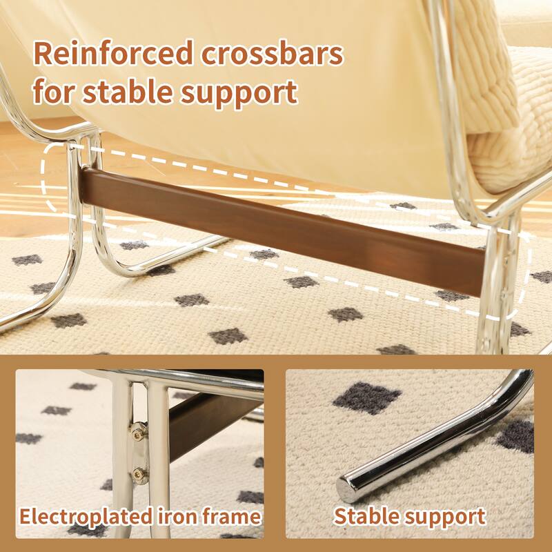 Modern Upholstered Accent Chair with Chrome Metal Frame for Living Room & Office