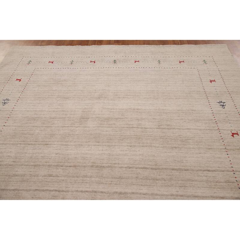 Striped Gabbeh Indian Area Rug Handmade Wool Carpet - 7'10"x 9'9"
